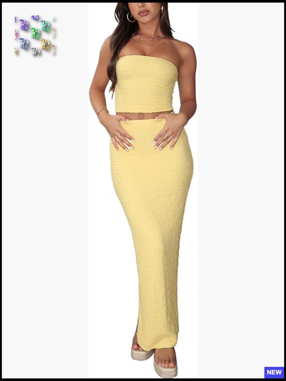 Sexy Y2K Two Piece Maxi Dress Set Sleeveless Tube Top Bodycon Summer
